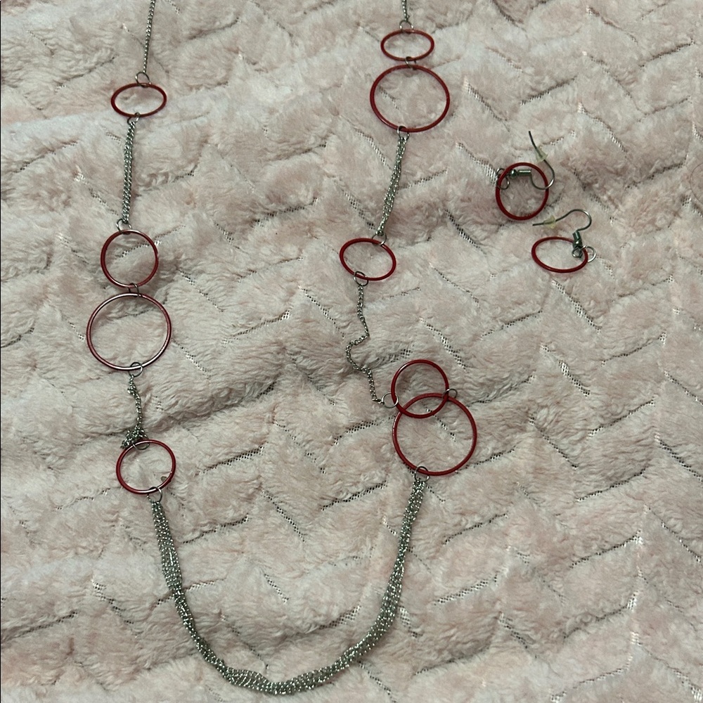 Red circle jewelry set